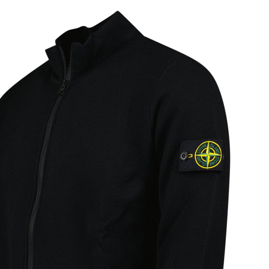 Stone Island Stretch RWS Wool Zip - Up Jumper in Black - Boinclo - Outlet Sale Under Retail