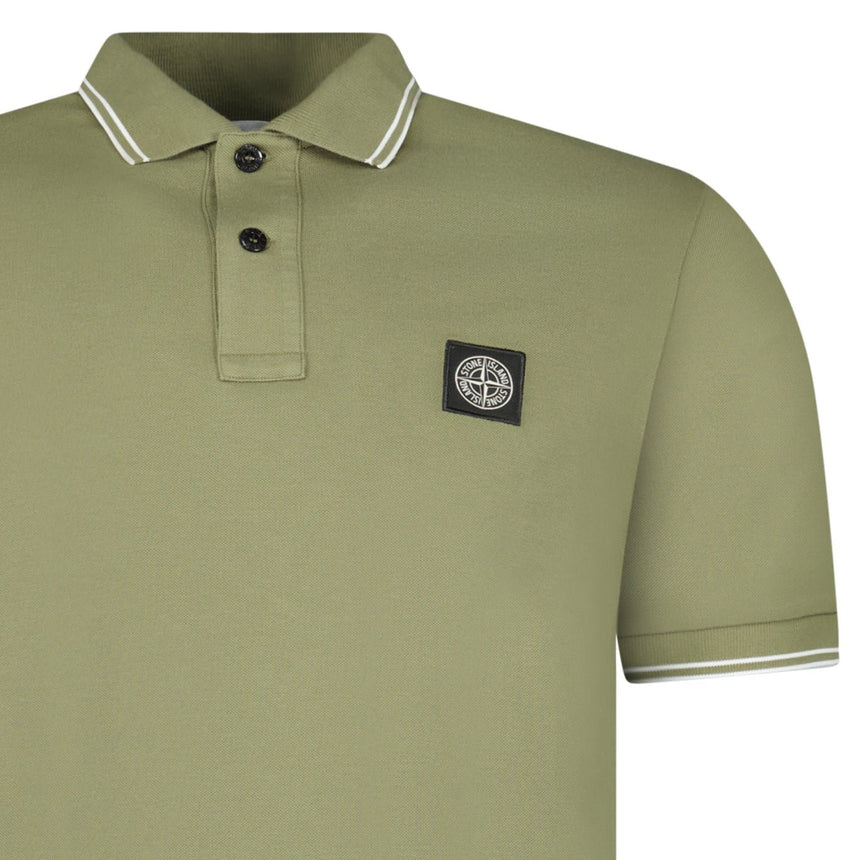 Stone Island Stripe Collar Polo T-Shirt Slim Fit Military Green - Boinclo - Outlet Sale Under Retail