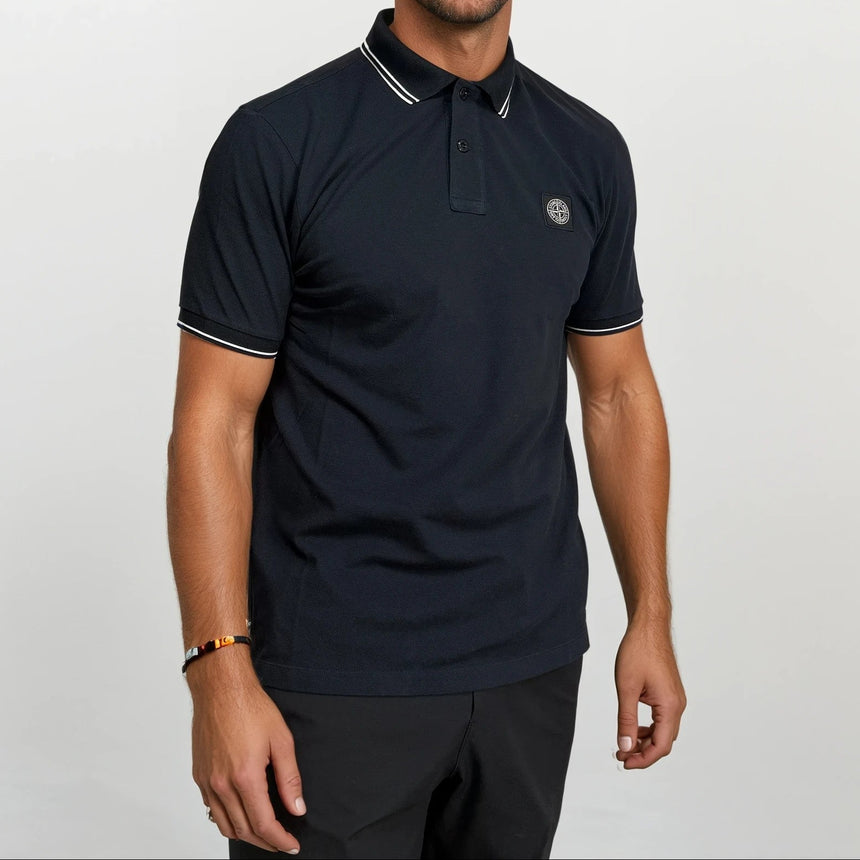 Stone Island Stripe Collar Polo T-Shirt Slim Fit Navy - Boinclo - Outlet Sale Under Retail