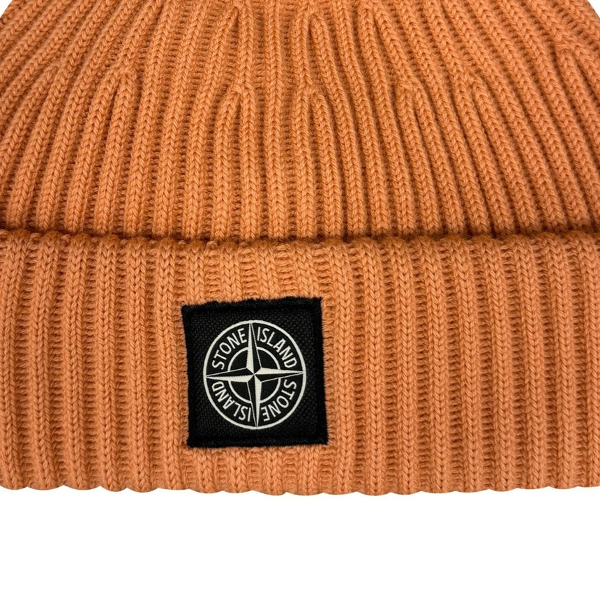 Stone Island Thick Ribbed Wool Beanie Hat Orange - Boinclo - Outlet Sale Under Retail
