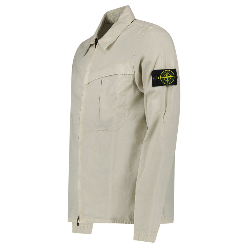 Stone Island Washed Cotton Long Sleeve Overshirt in Light Beige - Boinclo - Outlet Sale Under Retail