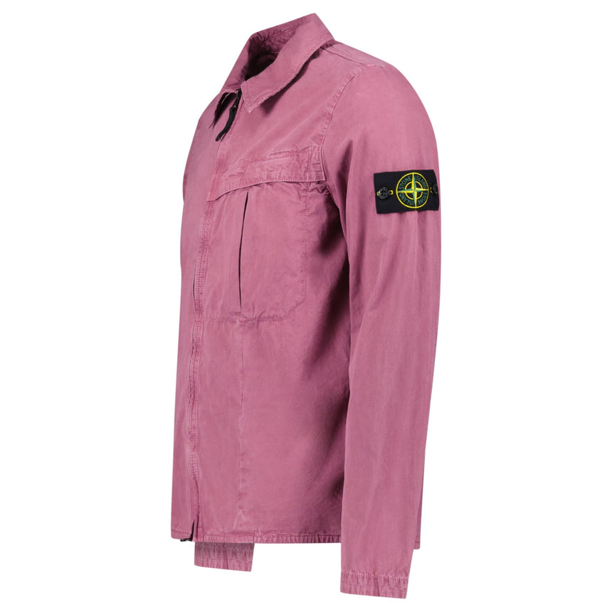Stone Island Washed Cotton Long Sleeve Overshirt in Rosa Quartz - Boinclo - Outlet Sale Under Retail