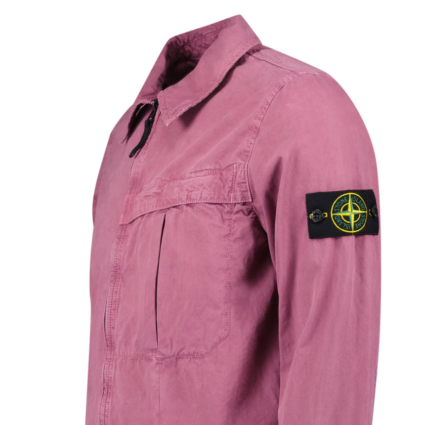 Stone Island Washed Cotton Long Sleeve Overshirt in Rosa Quartz - Boinclo - Outlet Sale Under Retail