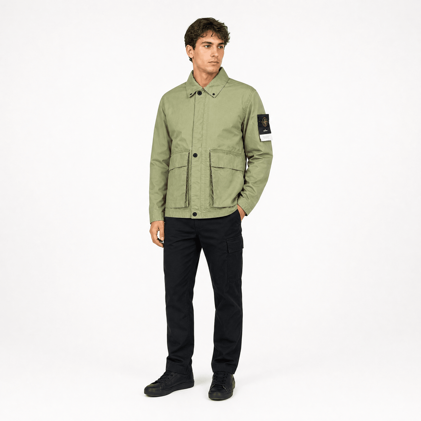 Stone Island Waxed Pigment Cotton Tela Jacket in Military Green - Boinclo - Outlet Sale Under Retail