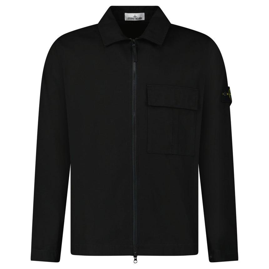 Stone Island Zip Panama Cotton Overshirt in Black - Boinclo - Outlet Sale Under Retail