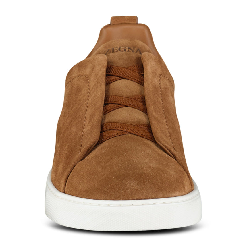 Zegna Triple Stitch Trainers Tobacco Brown Suede - Boinclo - Outlet Sale Under Retail