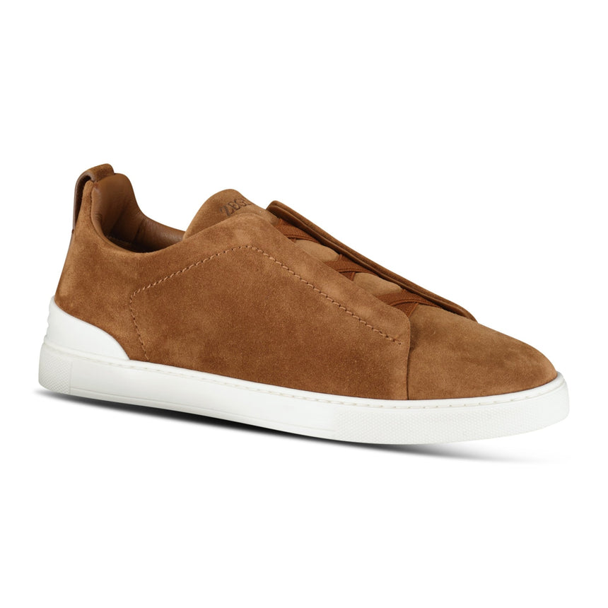 Zegna Triple Stitch Trainers Tobacco Brown Suede - Boinclo - Outlet Sale Under Retail
