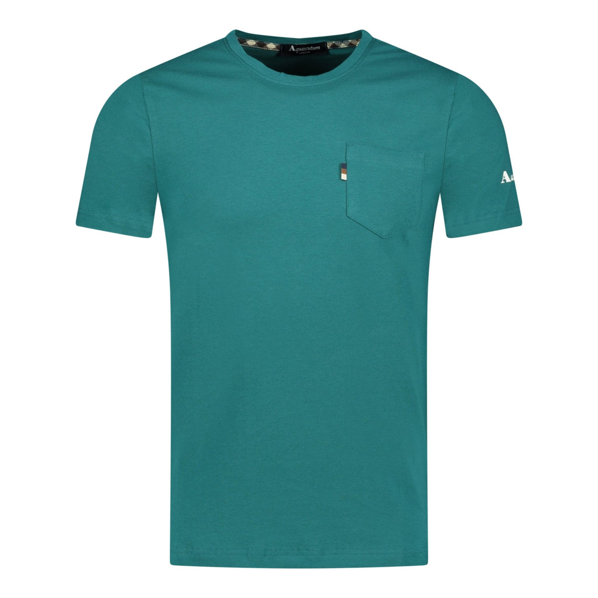 Aquascutum Check Logo Pocket T Shirt Teal Boinclo ltd Outlet Sale