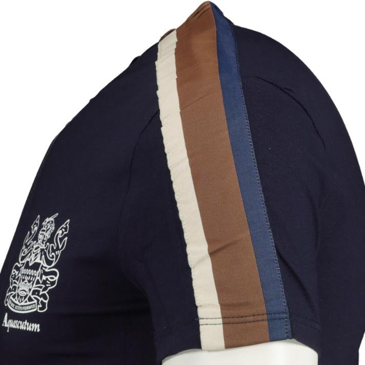 Aquascutum Check Stripe T-Shirt Navy - Boinclo ltd - Outlet Sale Under Retail