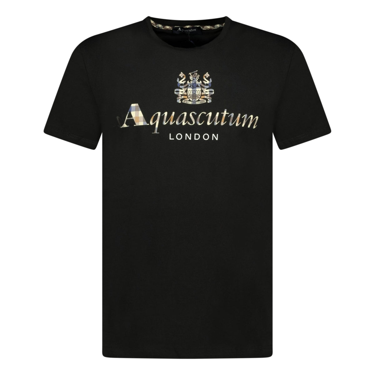 Aquascutum Chest Check Logo T Shirt Black