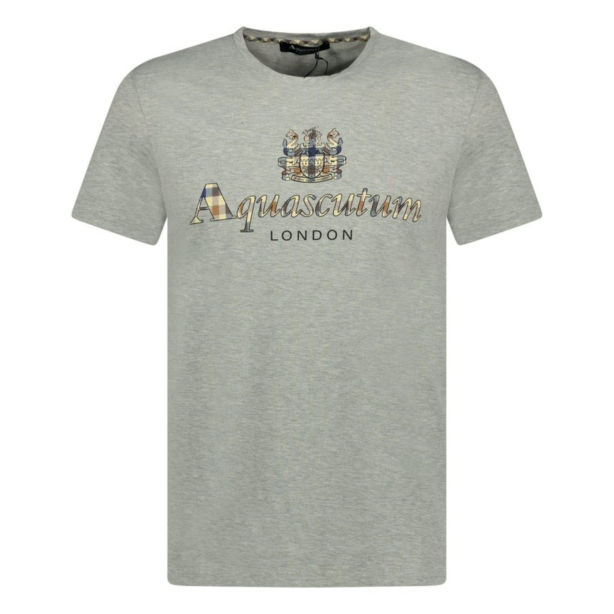 Aquascutum Chest Check Logo T-Shirt Grey - Boinclo ltd - Outlet Sale Under Retail
