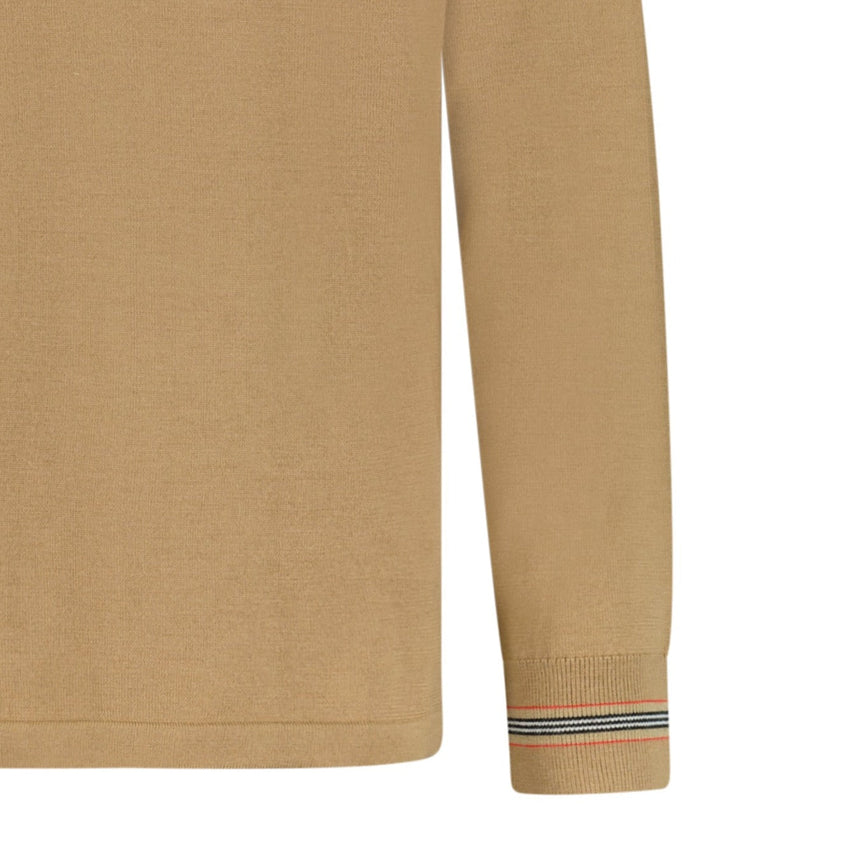 Burberry 'Pace' Long Sleeved Wool Polo-Shirt Camel - Boinclo ltd - Outlet Sale Under Retail