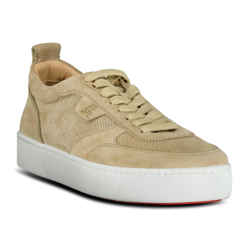 Christian Louboutin HAPPY RUI SUEDE LOW TOP TRAINERS BEIGE - Boinclo ltd - Outlet Sale Under Retail