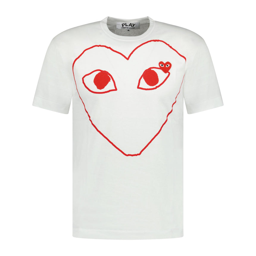 Comme Des Garcons Big Print Red Heart T-Shirt White - Boinclo ltd - Outlet Sale Under Retail