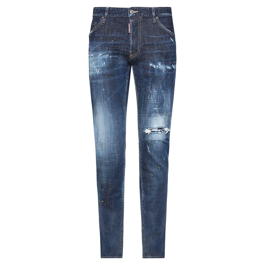 DSquared2 'Cool Guy' Yellow & Red Paint Slim Fit Jeans - Boinclo ltd - Outlet Sale Under Retail