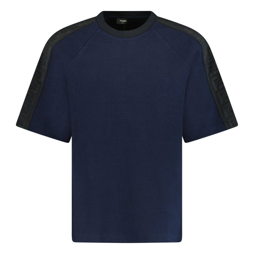 Fendi Mesh Sleeve Crew Neck T Shirt Navy - Boinclo ltd - Outlet Sale Under Retail
