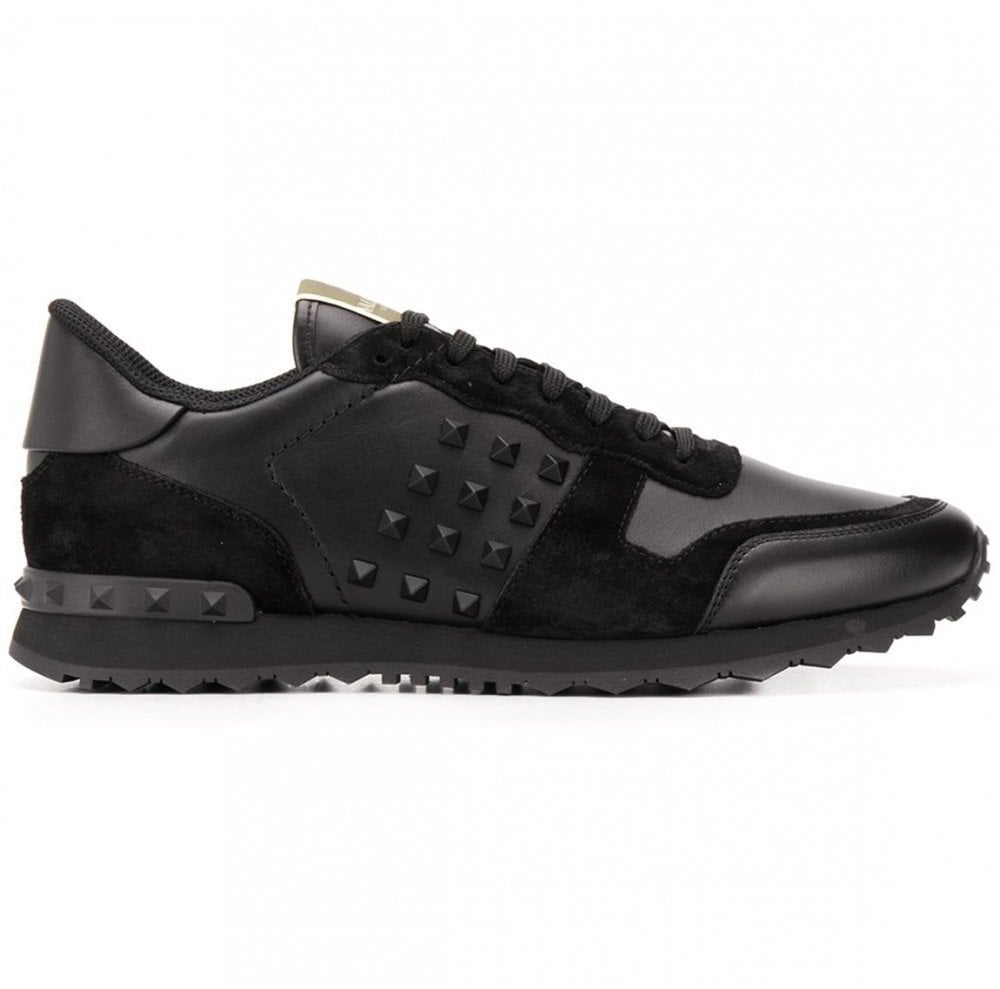 Color variation of Valentino Garavani Camo Leather Rockstud Rockrunner Trainers Black