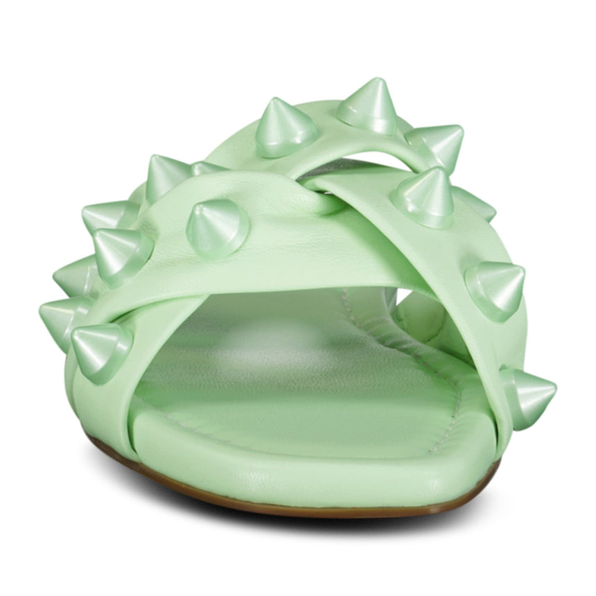 (Womens) Christian Louboutin Miss Spika Club Leather Sliders Green - Boinclo ltd - Outlet Sale Under Retail