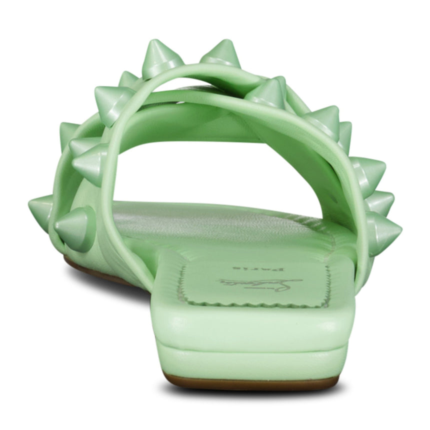 (Womens) Christian Louboutin Miss Spika Club Leather Sliders Green - Boinclo ltd - Outlet Sale Under Retail