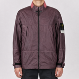 Stone Island Raw Linen Plated-OVD Short Parka in Dark Burgundy