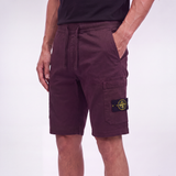Stone Island Organic Cotton Fleece Jogger Shorts in Amaranth Red
