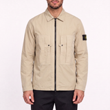 Stone Island Cotton Ripstop Zip Overshirt in Desert Beige