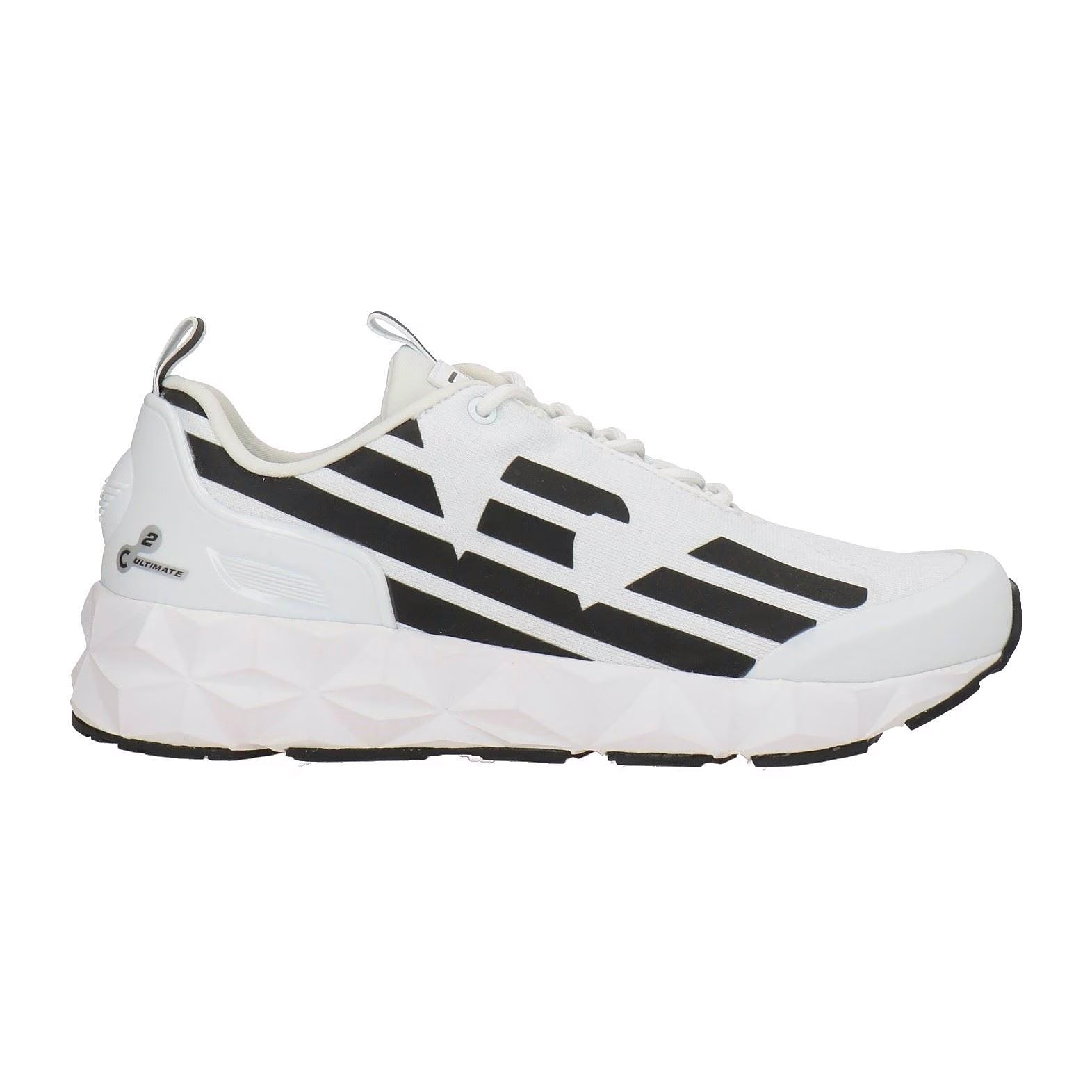 Color variation of EA7 Emporio Armani Ultimate C2 Kombat Running Sneaker with Ultralight Sole in White and Black