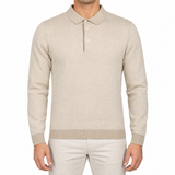 Gran Sasso Checked Wool and Silk Knitted Jumper in Light Beige