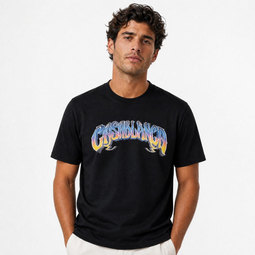 Casablanca "Gradient Gothic" Short-Sleeve T-Shirt in Black