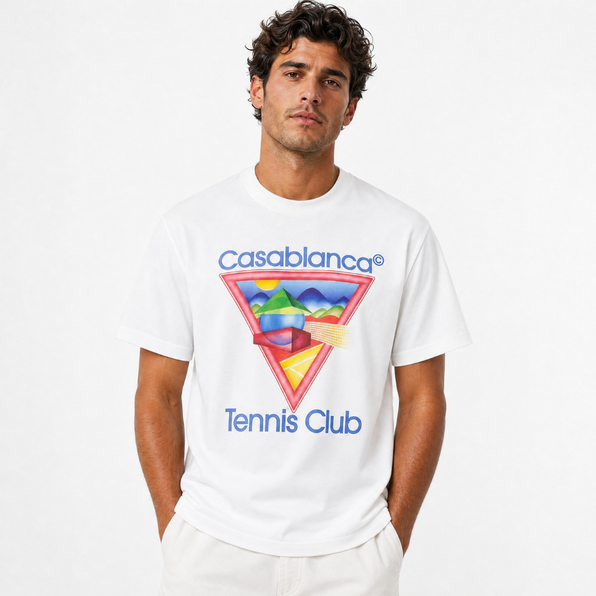 Casablanca Tennis Club Icon Pastelle Printed T-Shirt in White