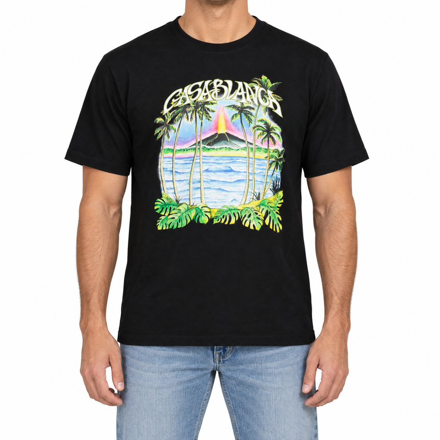 Casablanca Volcano Graphic Print T-Shirt in Black
