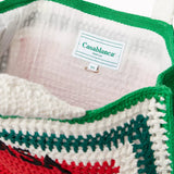 Casablanca Cotton Crochet Knit Tote Bag in Red and Green
