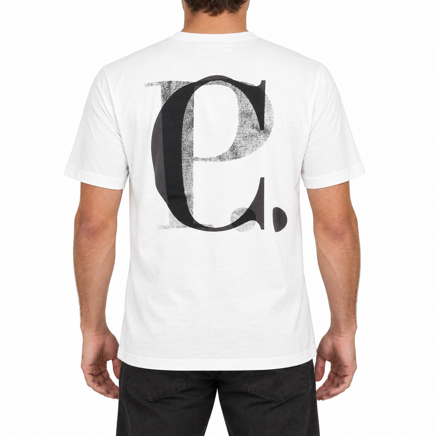 CP Company 30/1 Jersey Short Sleeve Logo T-Shirt in Gauze White