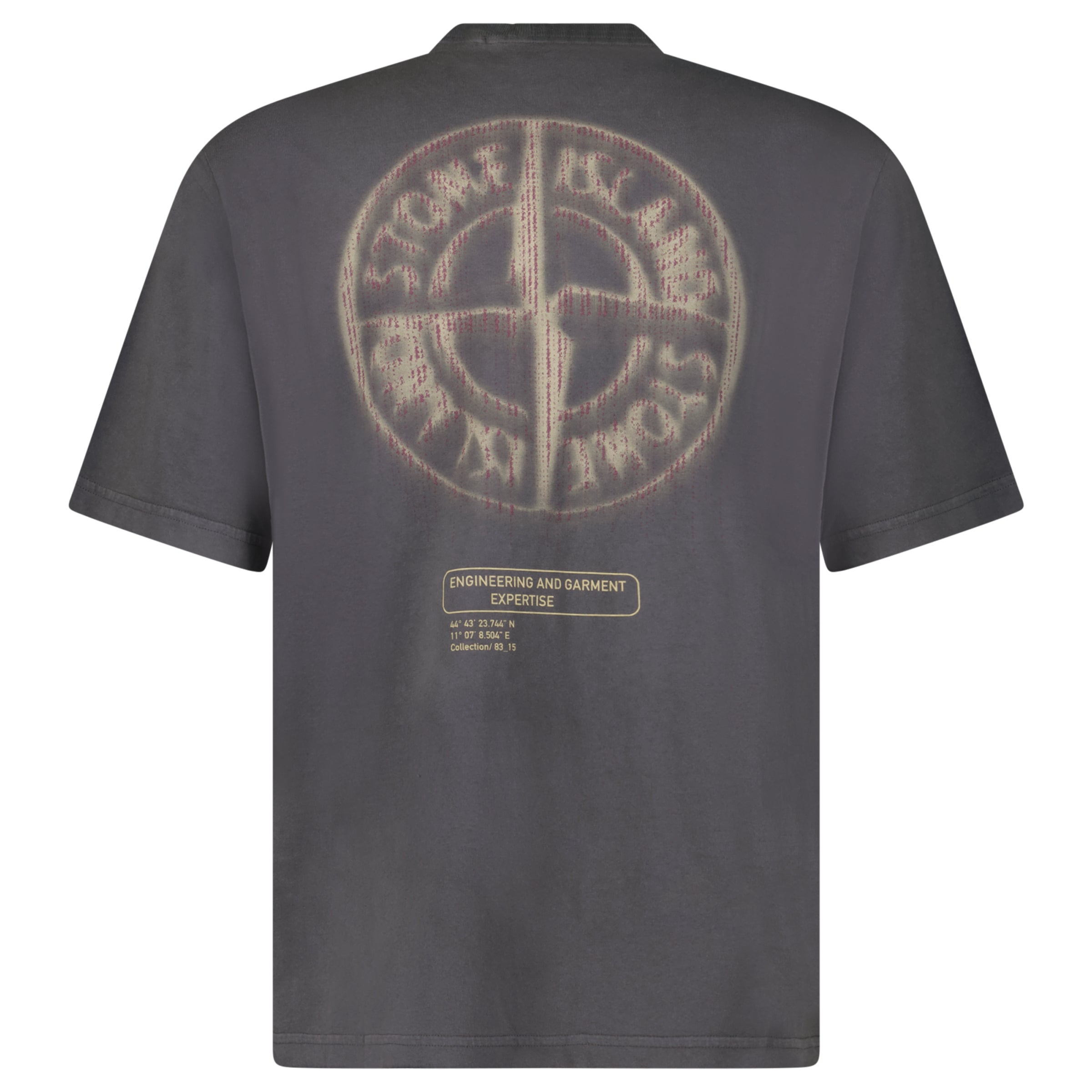 Color variation of Stone Island Bleeding Numbers Compass Print T-Shirt Grey