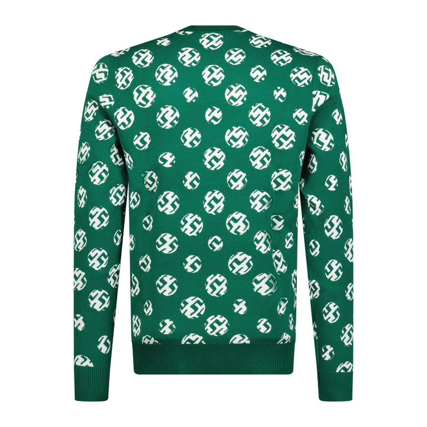 J.lindeberg Gus Jacquard Sweater Rain Forest Sphere Dot Green - Swing Supply - Golf Clothing, Shoes & Accessories Sale