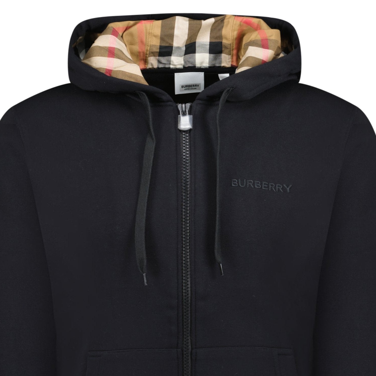 Burberry Hove check Hood Embroidery Logo Hoodie Zip Sweatshirt Black Outlet Sale Always Under Retail Boinclo