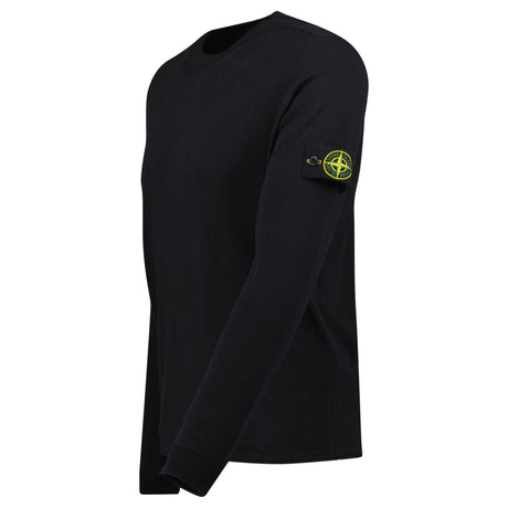 Compass Badge Light Raw Hand Organic Cotton Jumper in Navy