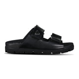 Prada Triangle Logo Leather Strap Sandals Black