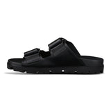 Prada Triangle Logo Leather Strap Sandals Black