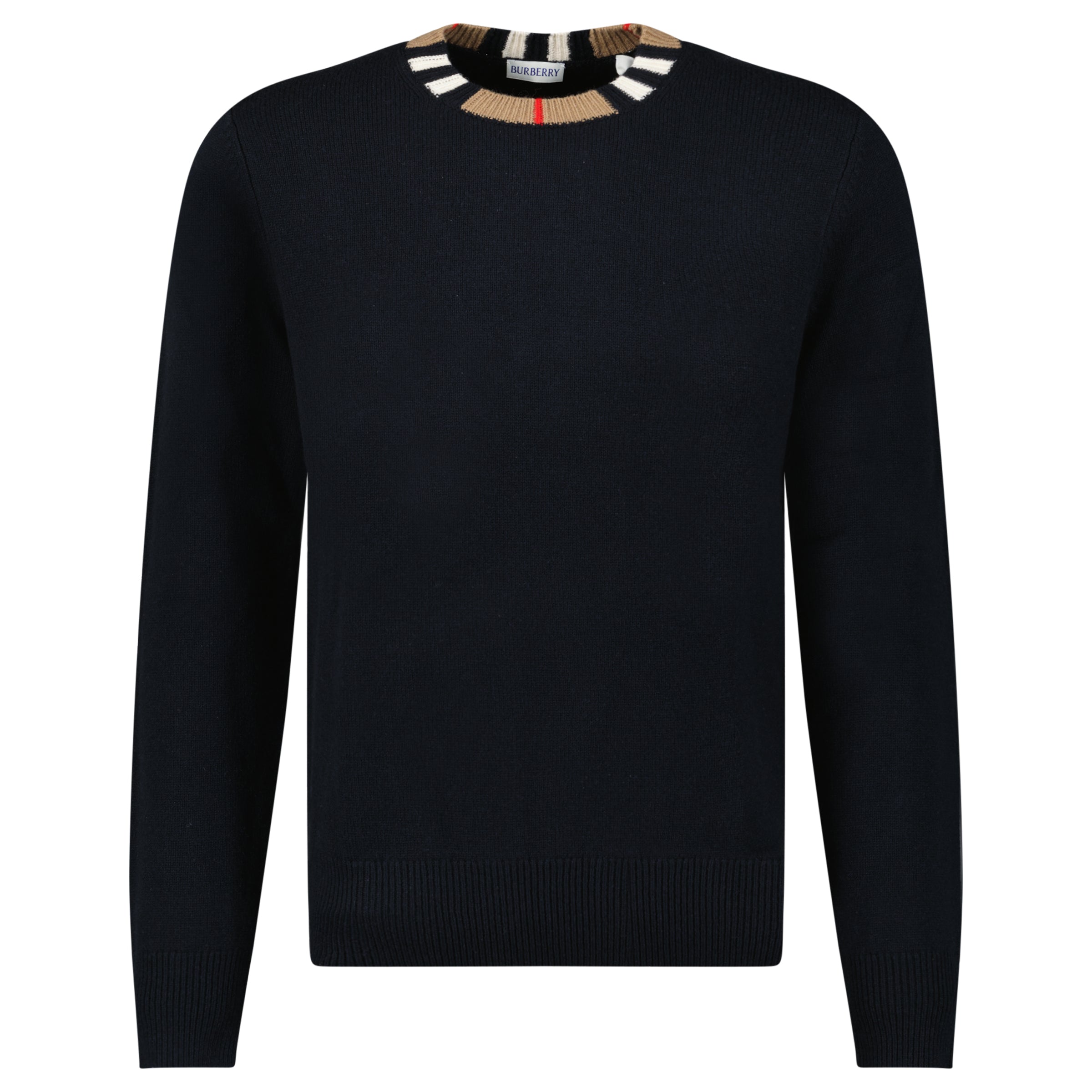 Color variation of Burberry 'Noland' Knitted Wool/ Cashmere Jumper Check Neck Black