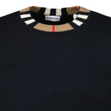 Burberry 'Noland' Knitted Wool/ Cashmere Jumper Check Neck Black