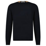 Burberry 'Noland' Knitted Wool/ Cashmere Jumper Check Neck Black
