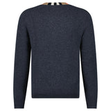 Burberry 'Noland' Knitted Wool/ Cashmere Jumper Check Neck Charcoal Grey