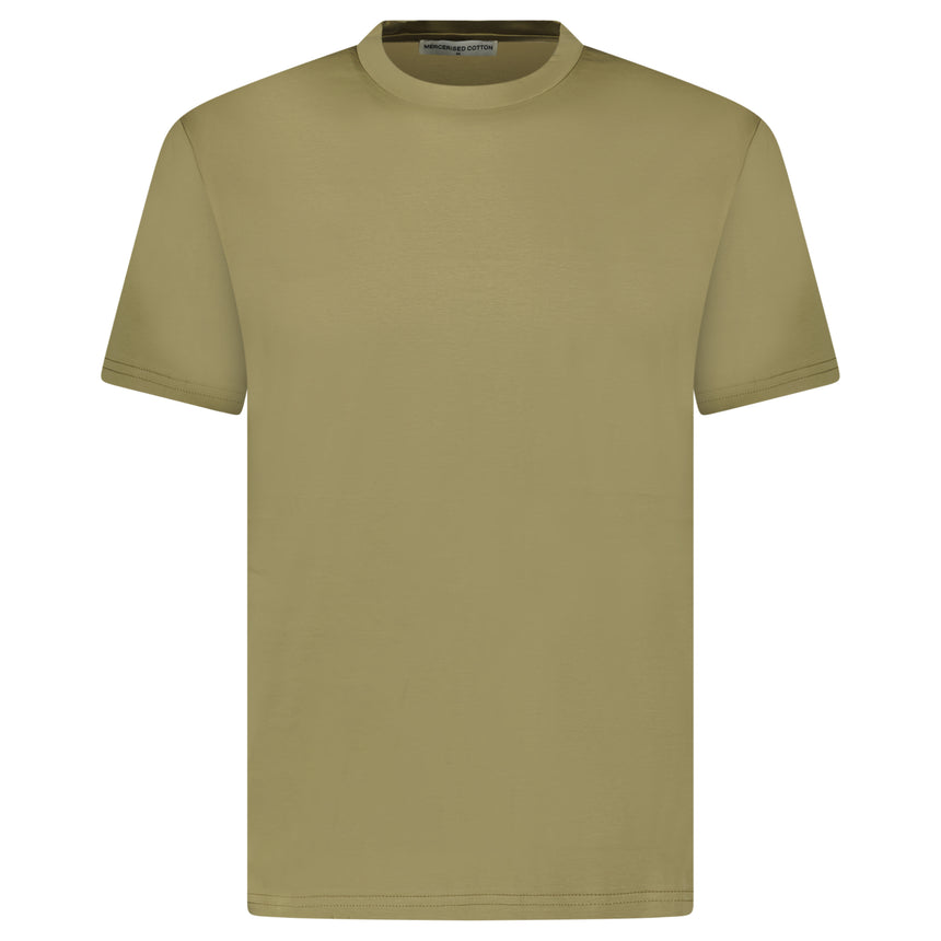 Plain Label Mercerized Cotton T-Shirt Khaki