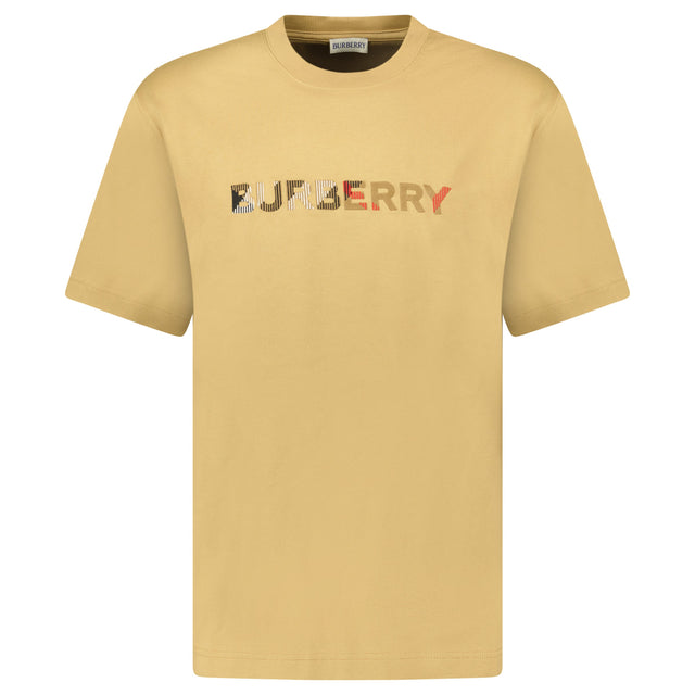 Burberry Check Logo Embroidered T-Shirt Beige - chancefashionco