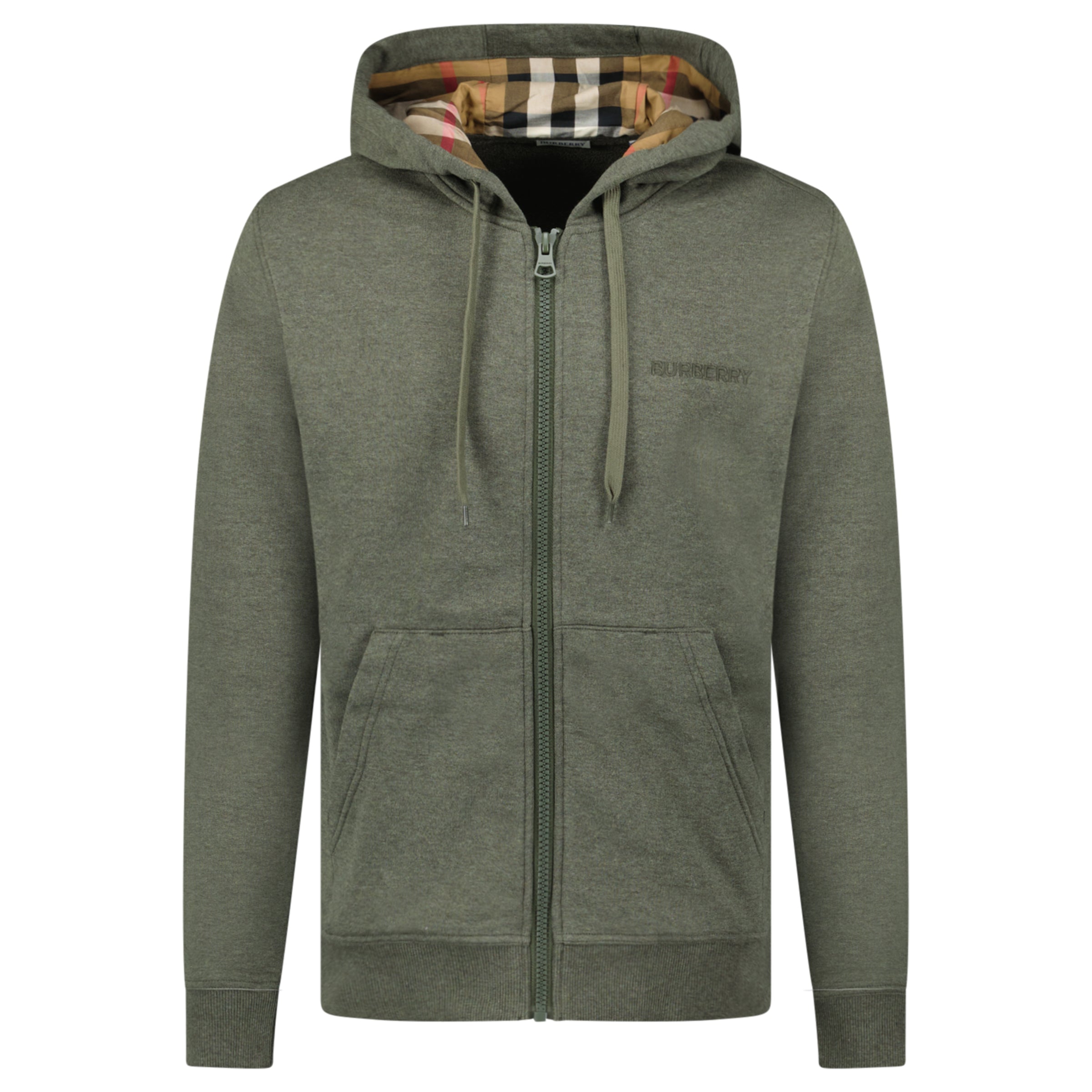 Color variation of Burberry 'Hove' Check Hoodie Khaki