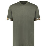 Burberry 'Ellison' Organic Cotton Check Sleeve Dark Green