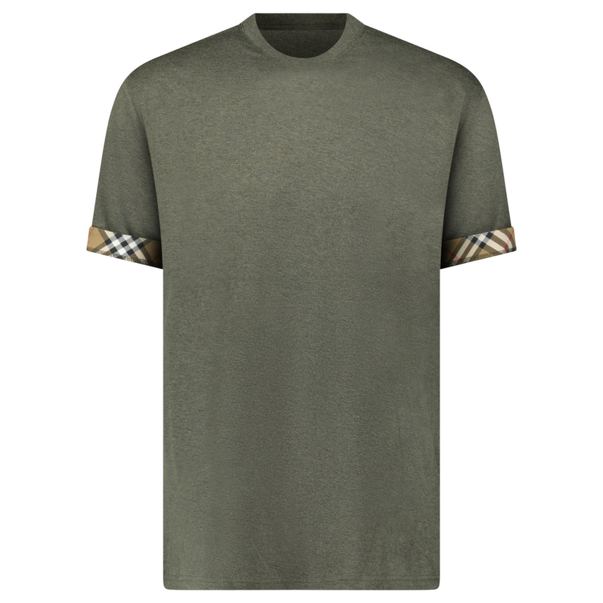Burberry 'Ellison' Organic Cotton Check Sleeve Dark Green