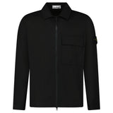 Stone Island Zip Panama Cotton Overshirt in Black