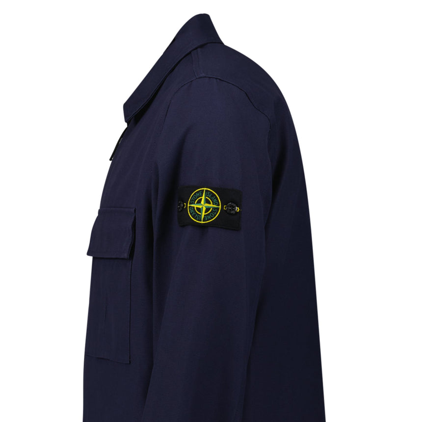 Stone Island Zip Panama Cotton Overshirt in Navy